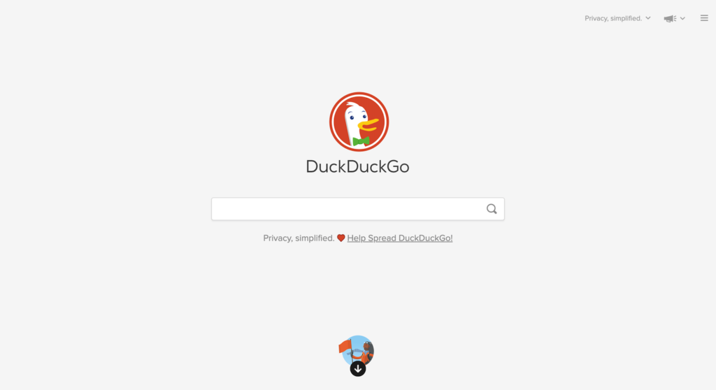 DuckDuckGo's user interface is very simple.